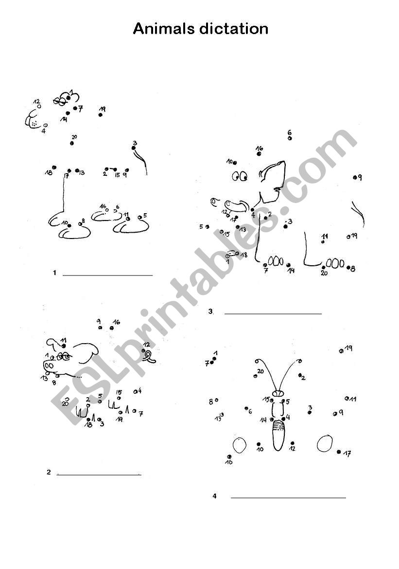 js animals dictation worksheet