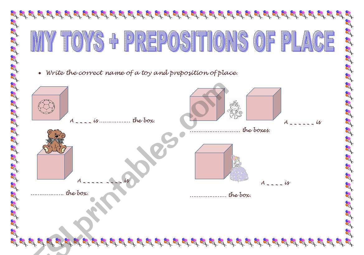 My toys + Prepositions of place with pictures
