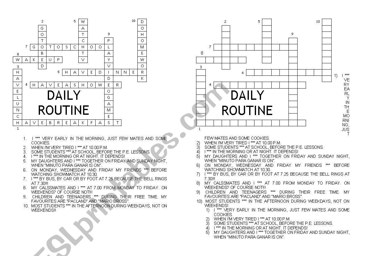 CROSSWORD worksheet