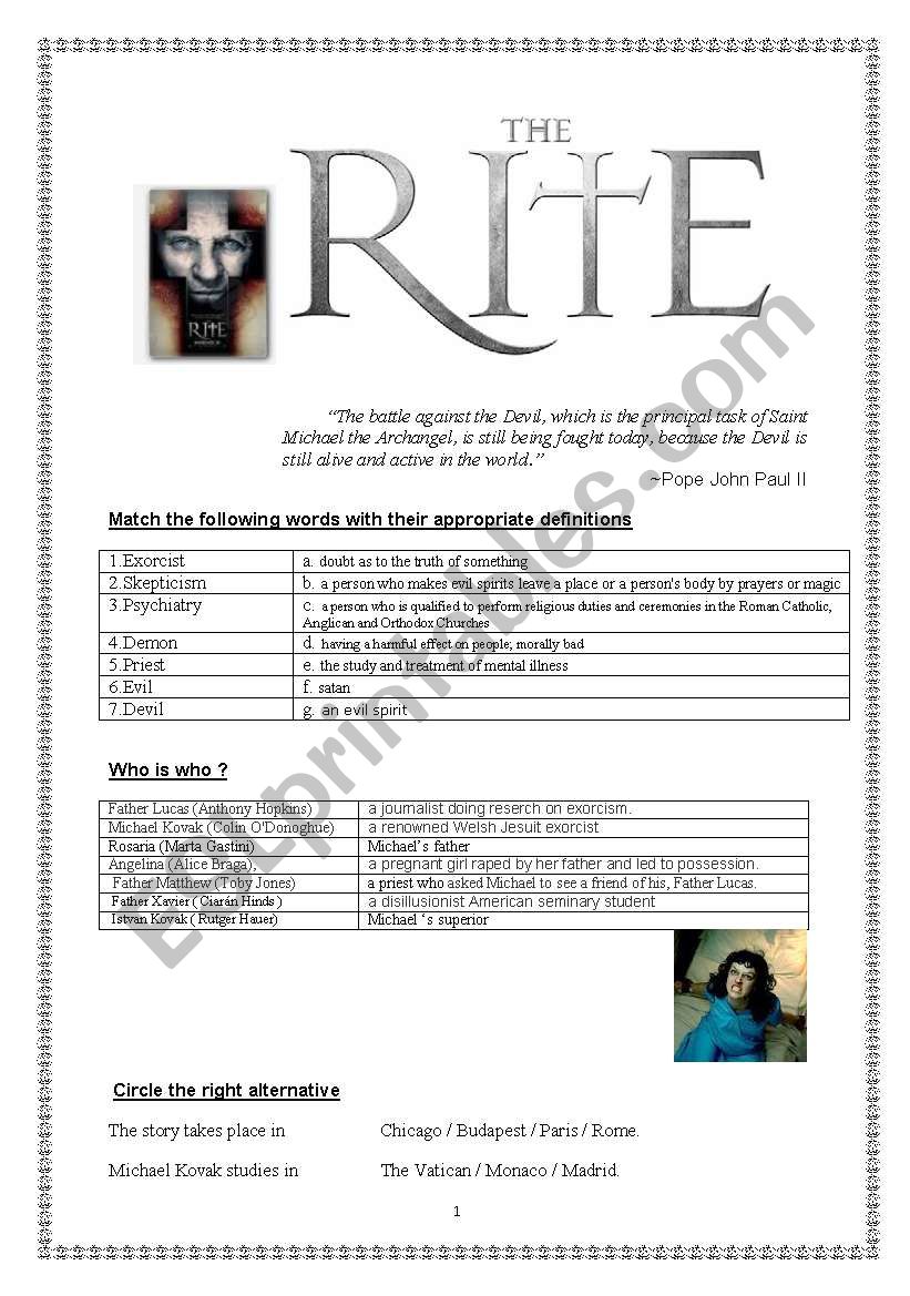 THE RITE worksheet