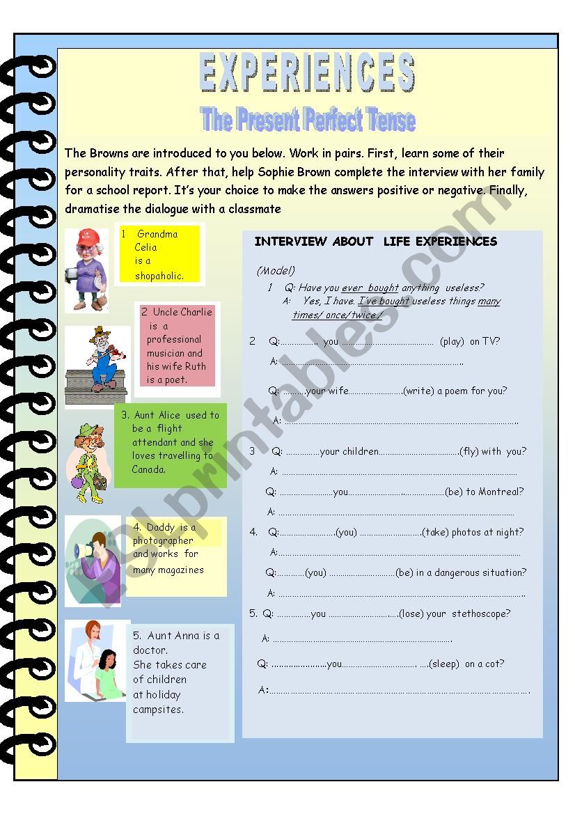 EXperiences - Present Perfect Tense