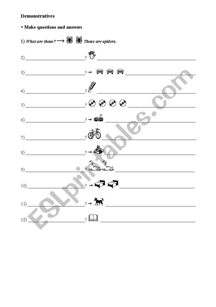 Demonstratives worksheet