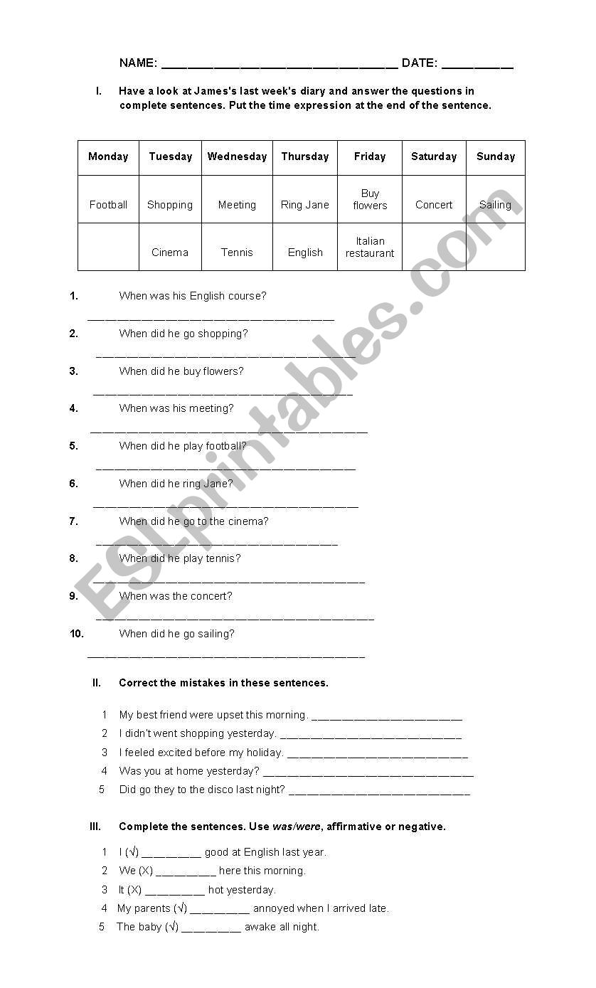  PAST SIMPLE worksheet