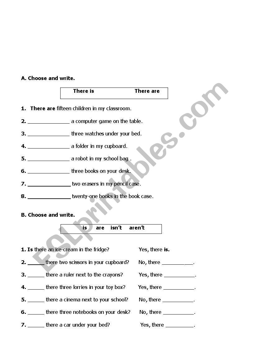 there is/ there are worksheet