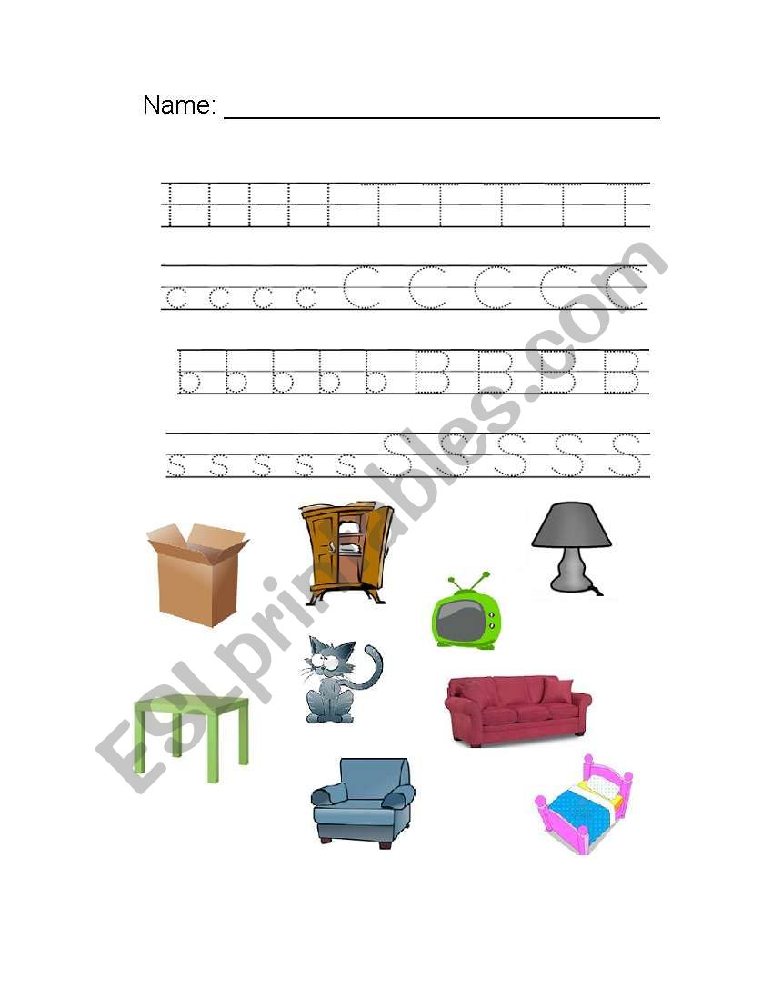 First Letter - Trace and Match (C B T S)