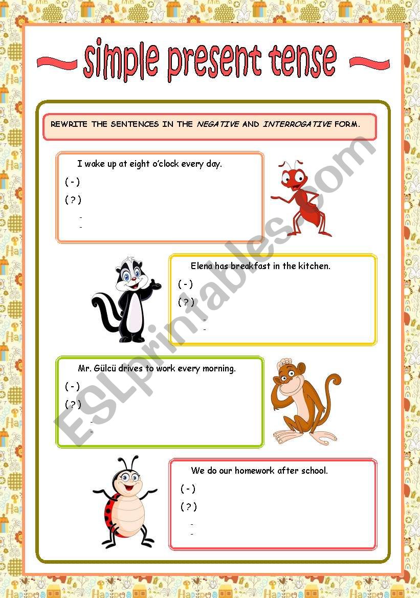 simple present tense worksheet