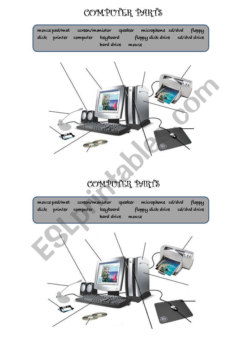 Computer parts worksheet