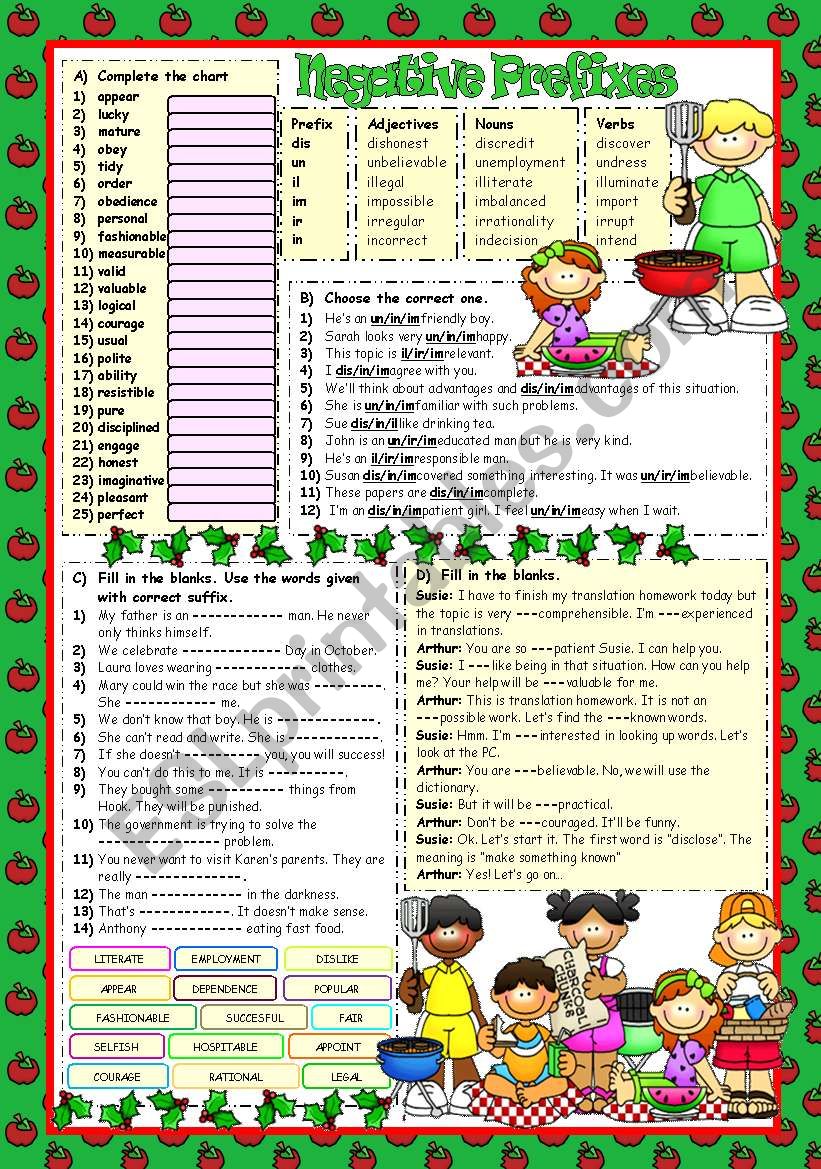 WORD FORMATION 2-NEGATIVE PREFIXES (b&w+key included)