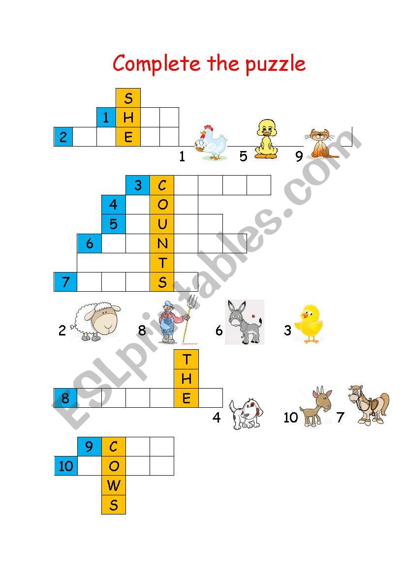 Puzzle THE FARM worksheet