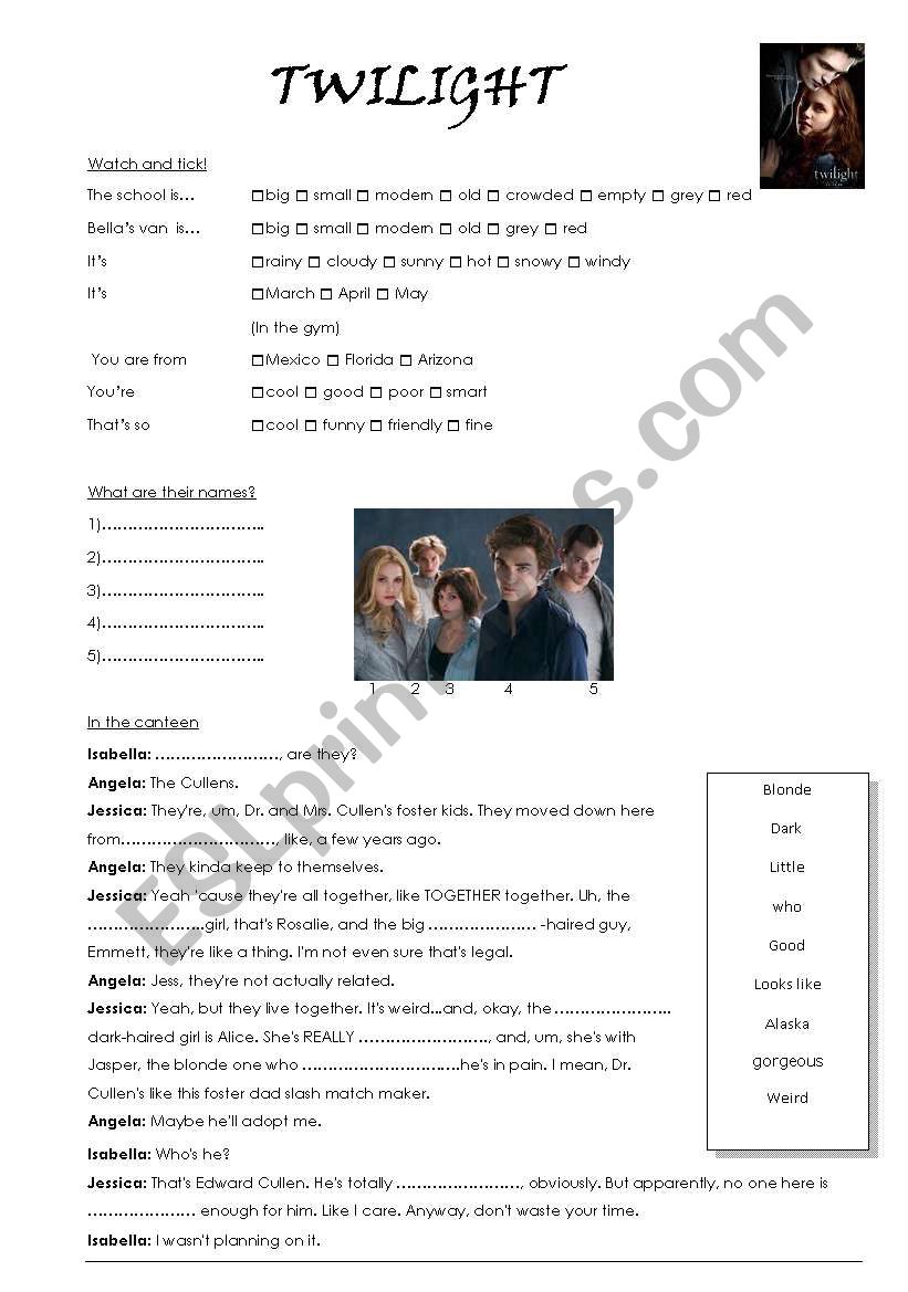 Twilight worksheet