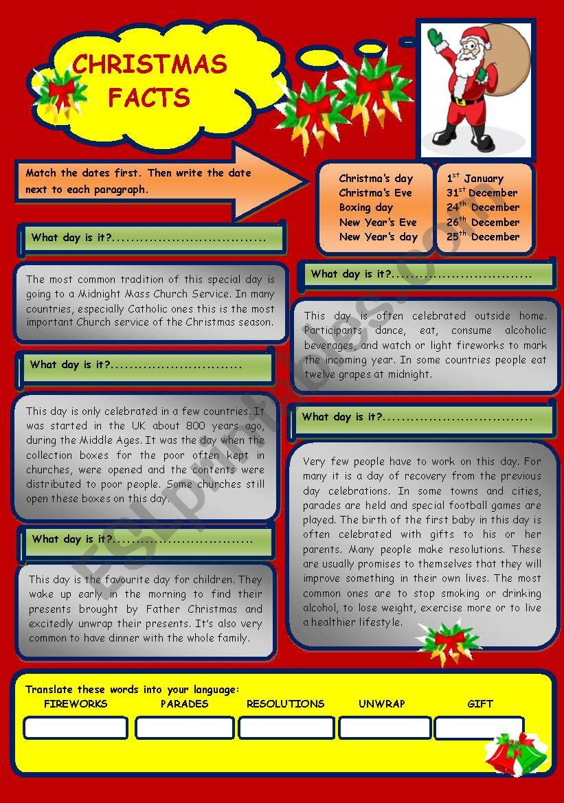 Christmas Facts worksheet