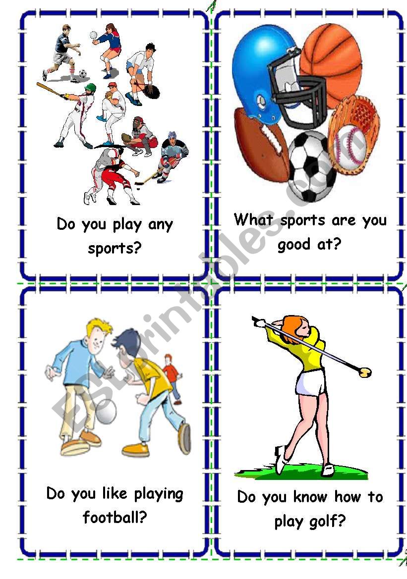 Sport Questions Cards worksheet