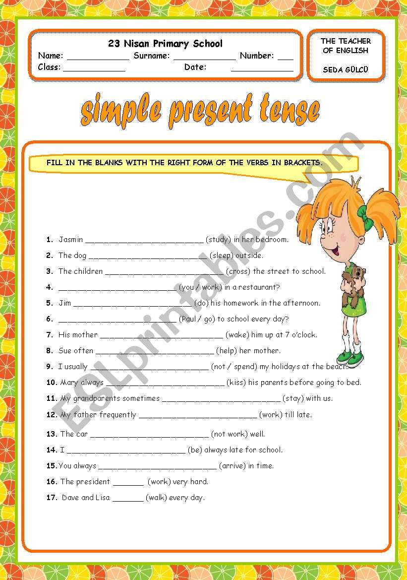 simple present tense worksheet