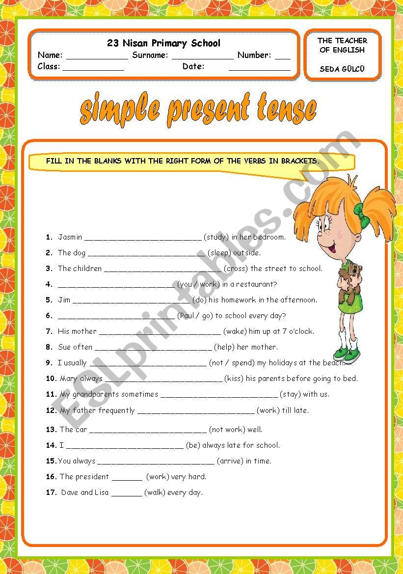 simple present tense worksheet