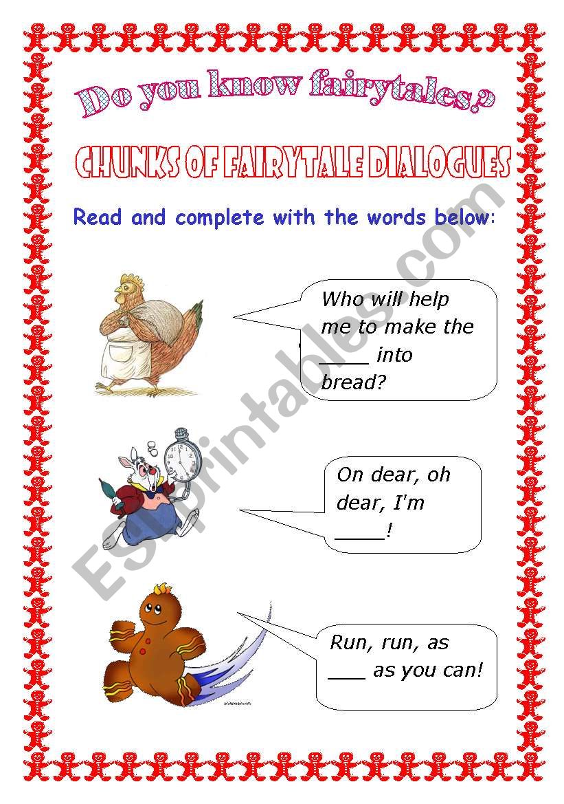 Fairytale dialogue worksheet