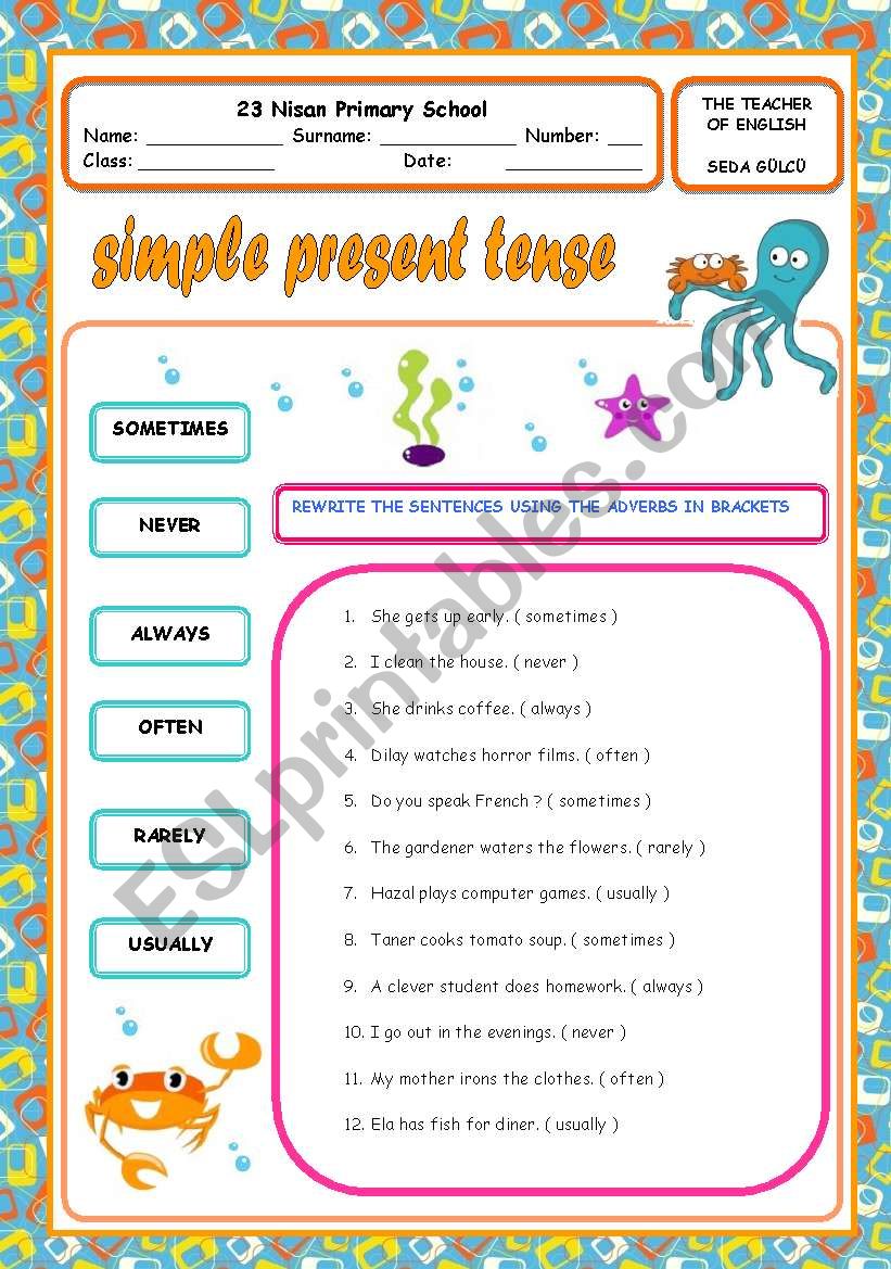 adverbs of frequency worksheet