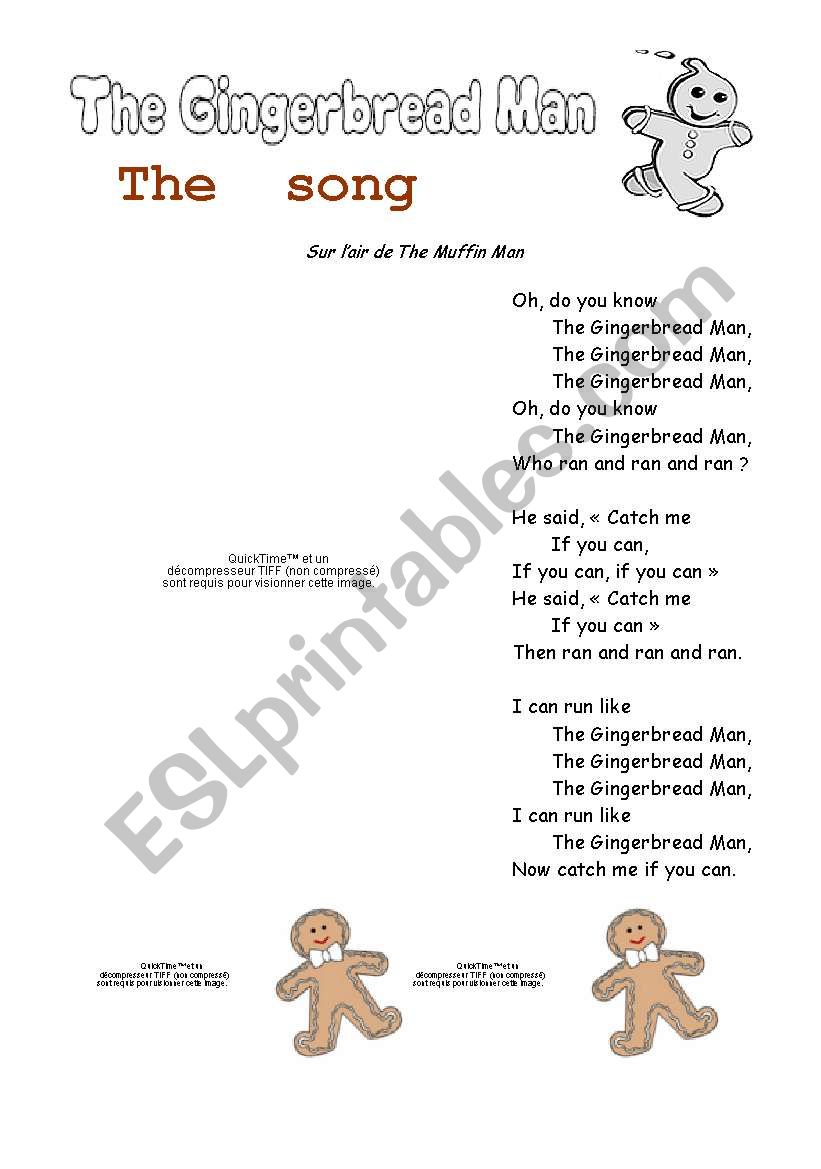 Gingerbread Man Song worksheet