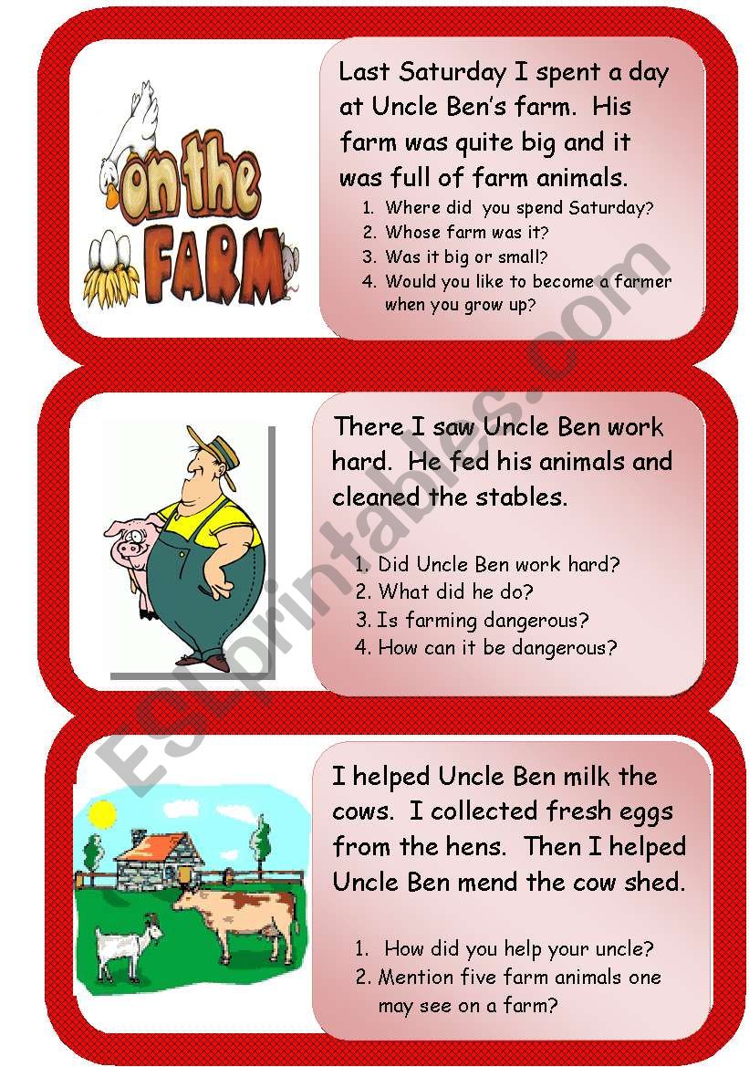 A day on the farm worksheet