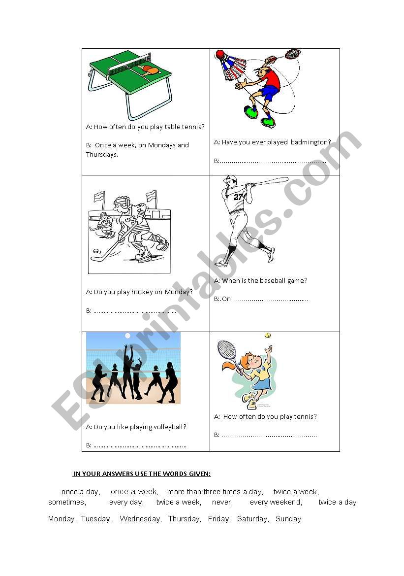 Sports worksheet