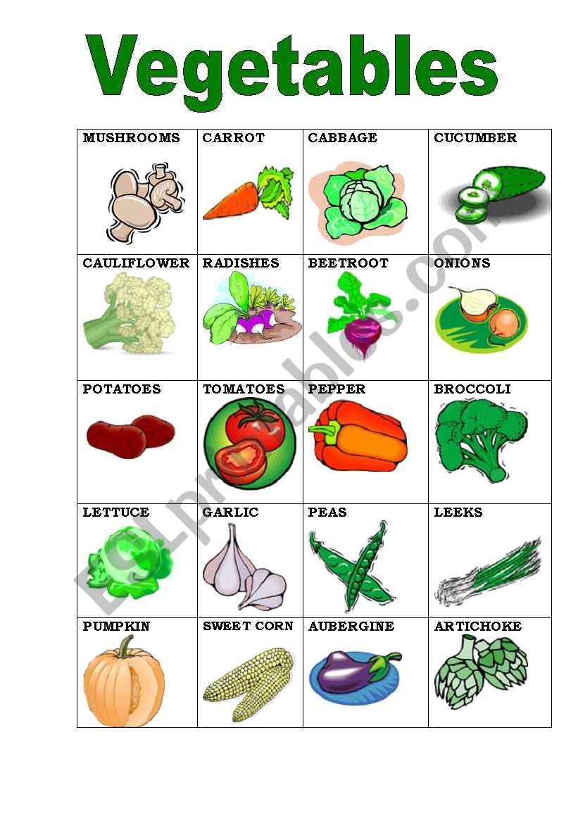 VEGETABLES worksheet