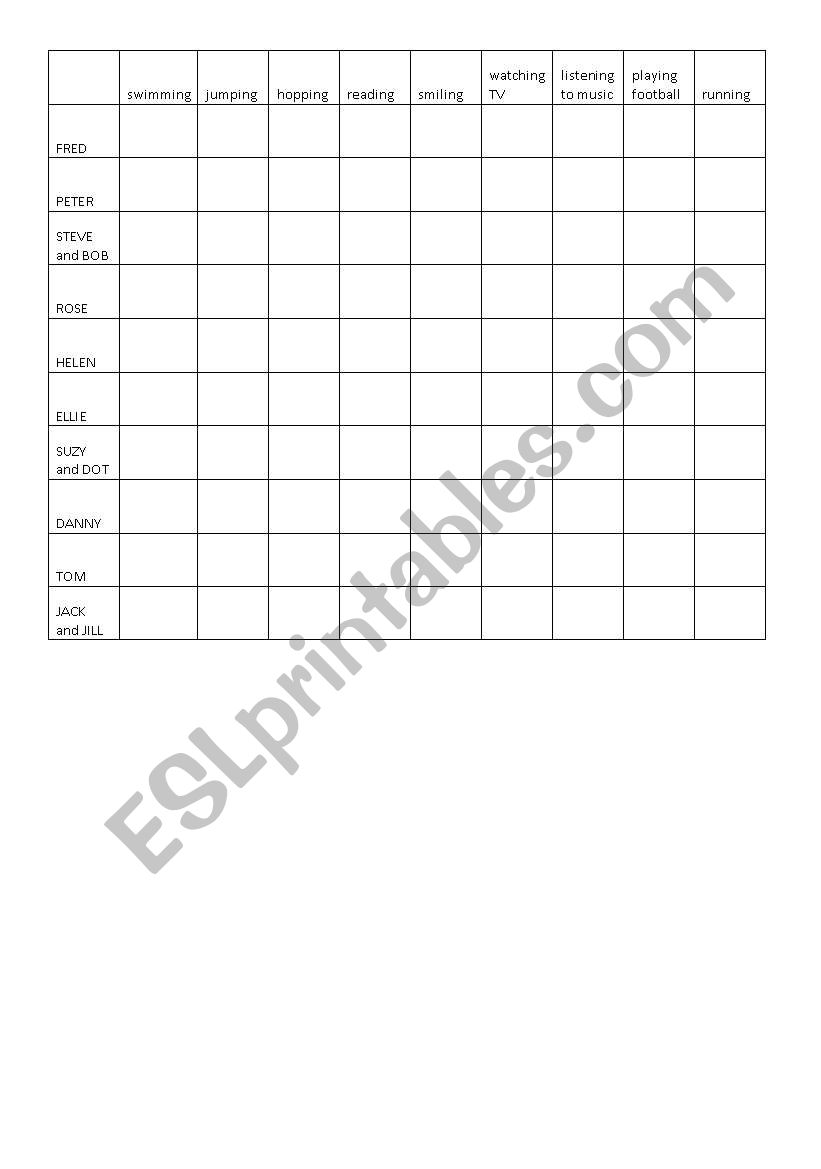 4 X 4 SPEAKING USING IS/ARE  worksheet