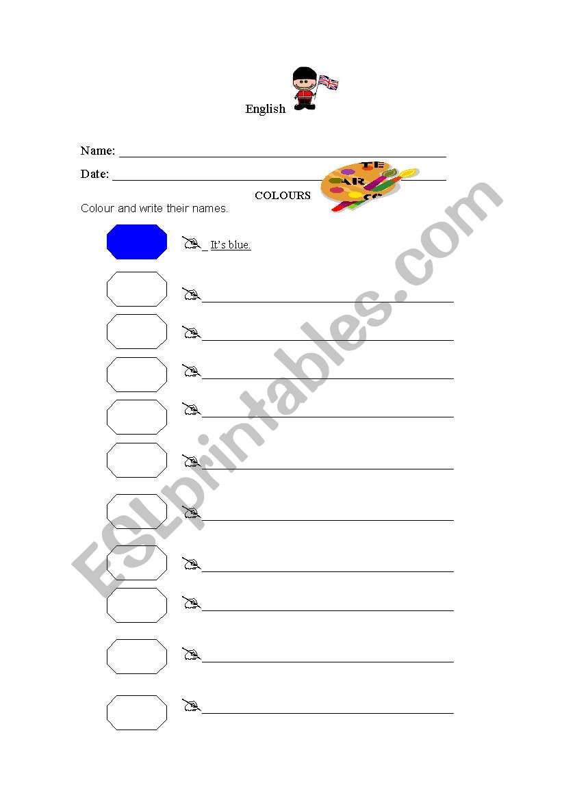 Colour test worksheet