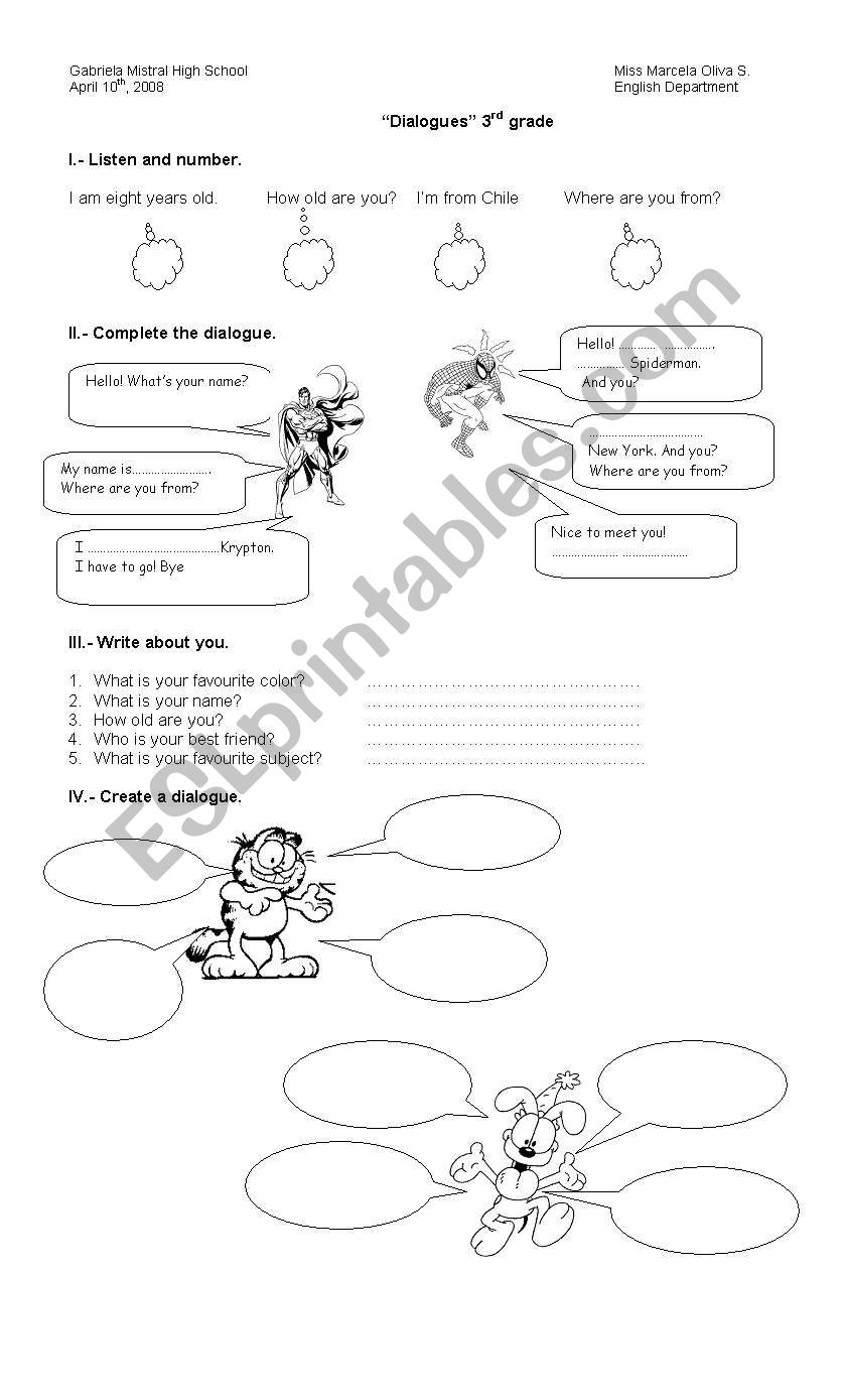 personal information worksheet