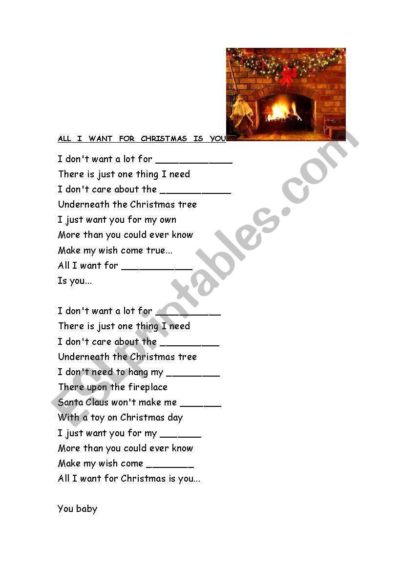 All I want for Xmas is you! worksheet
