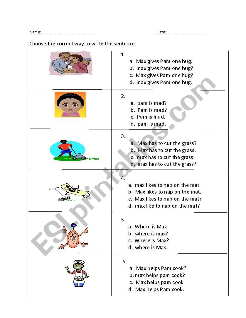 Capitalization And Punctuation Choose The Correct Sentence ESL Worksheet By Grlopez