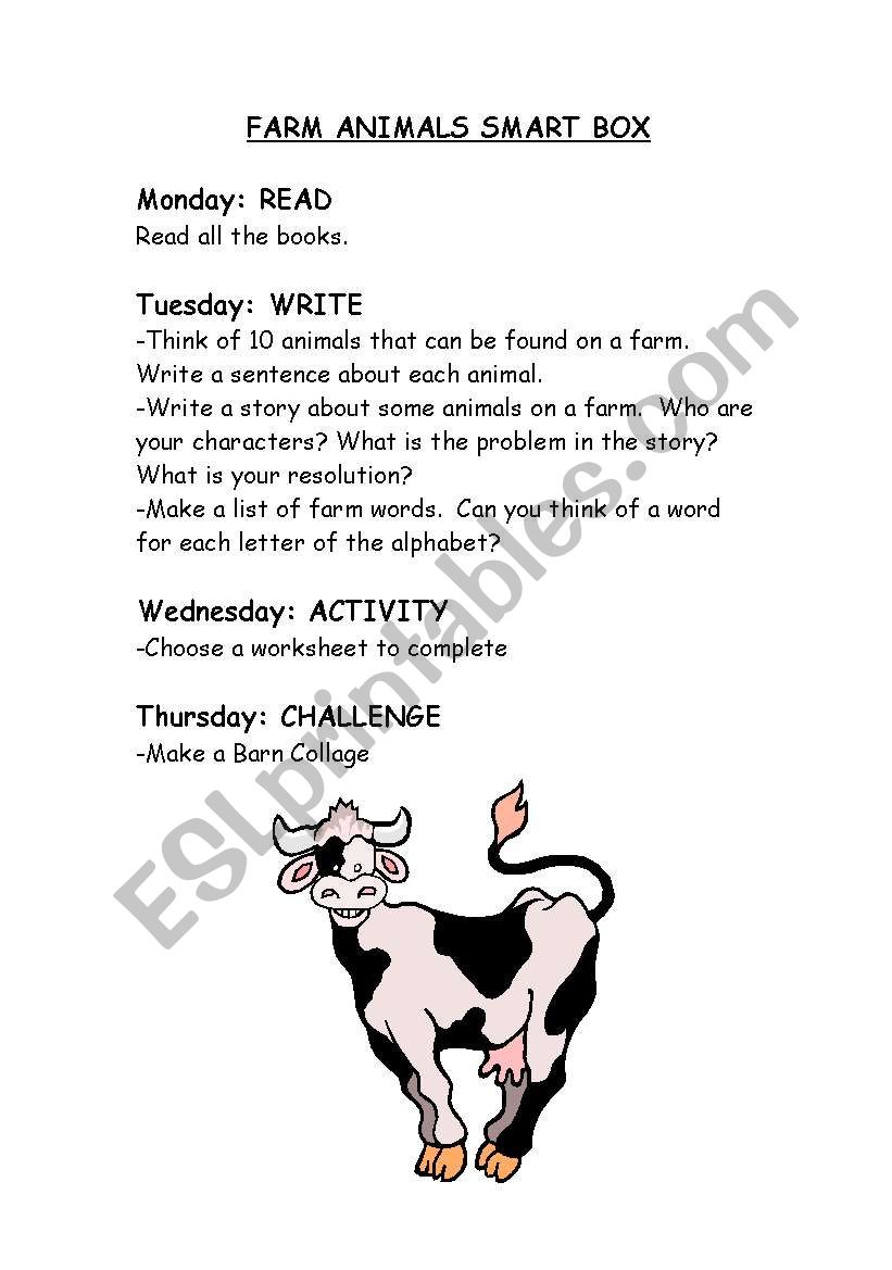 Farm Animals Smart Box worksheet