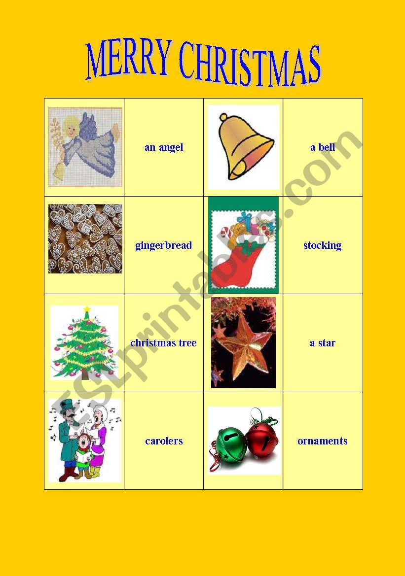 Christmas pelmanism worksheet