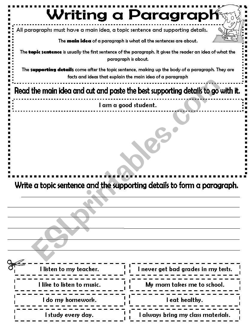 Writing a paragraph worksheet