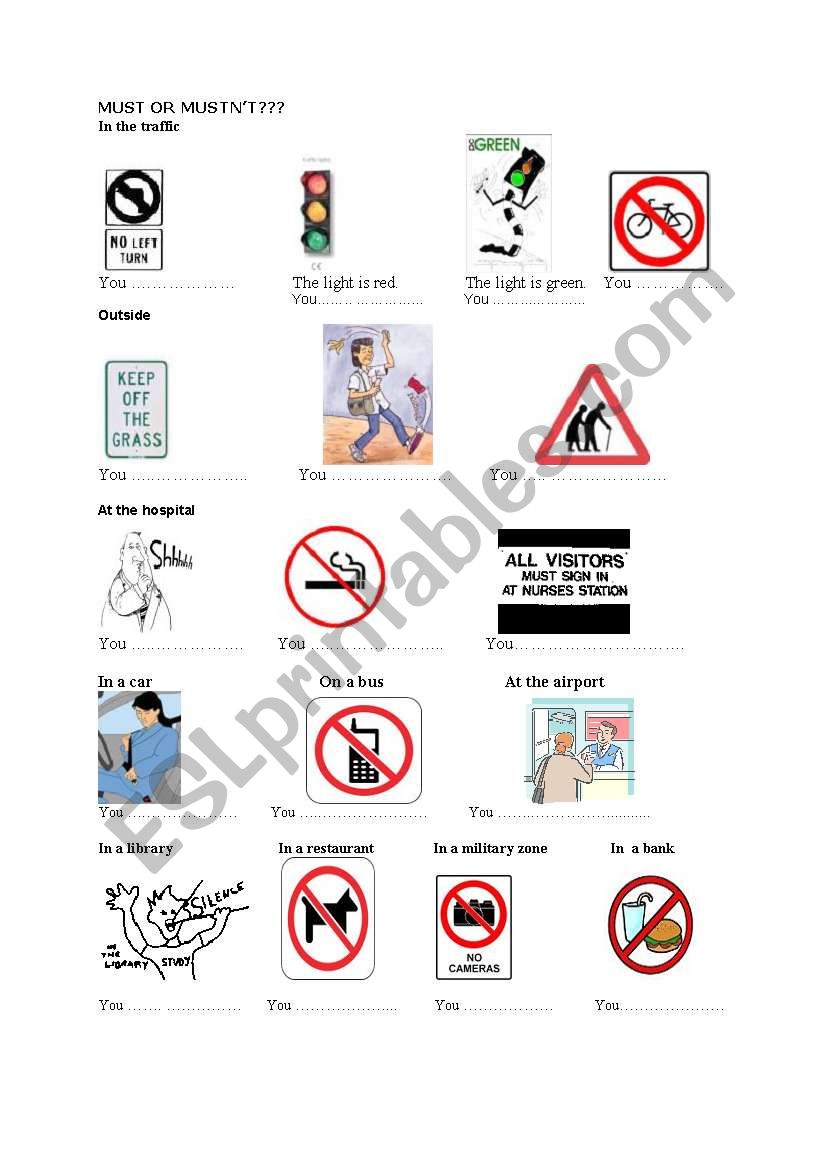 must-musn´t worksheet