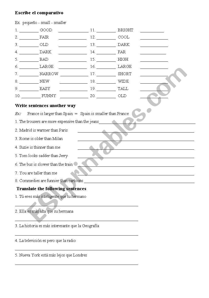 Comparative 1 worksheet