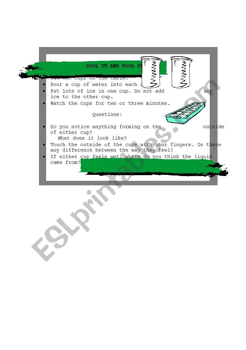 Matter experiment worksheet