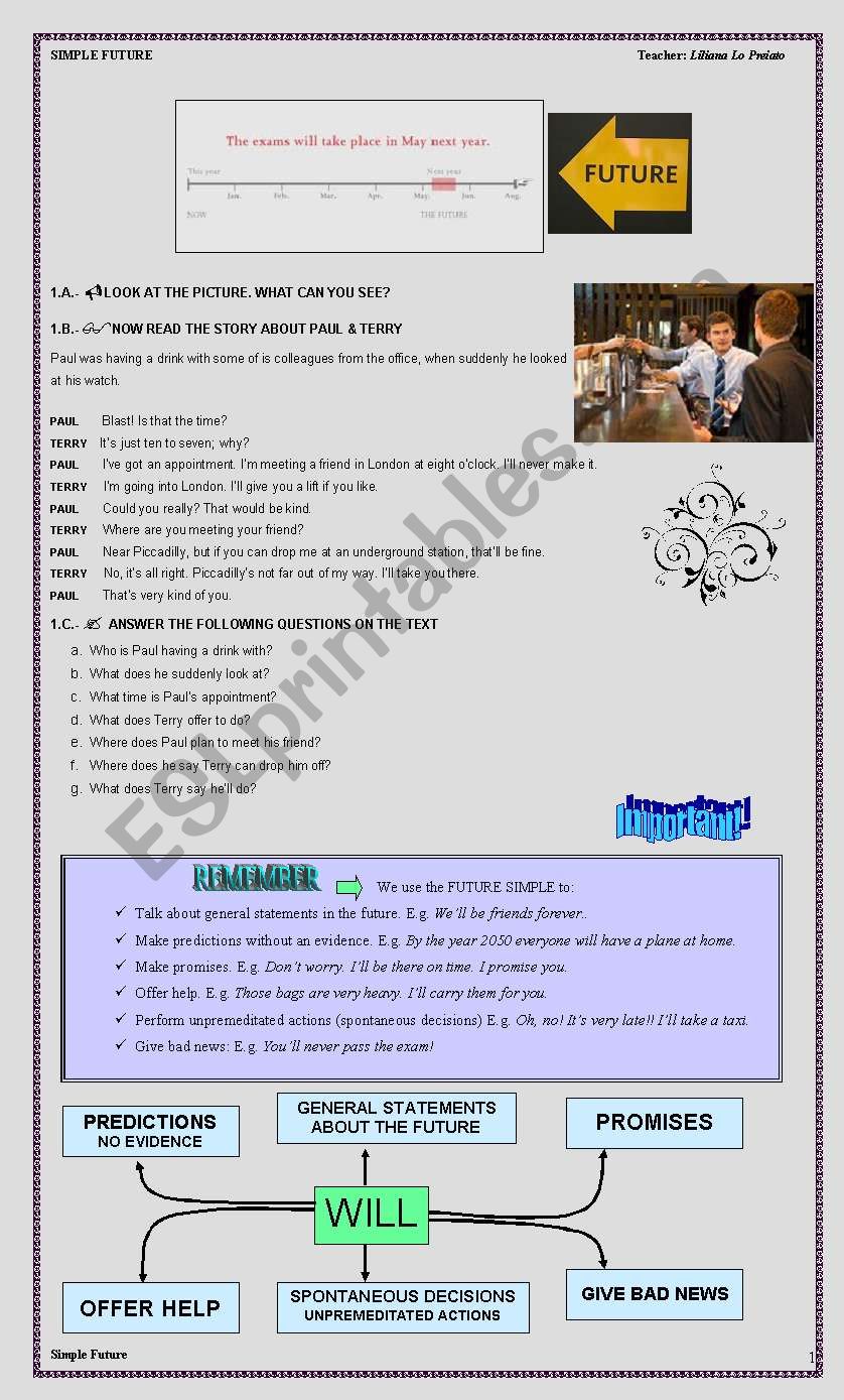 SIMPLE FUTURE TENSE worksheet