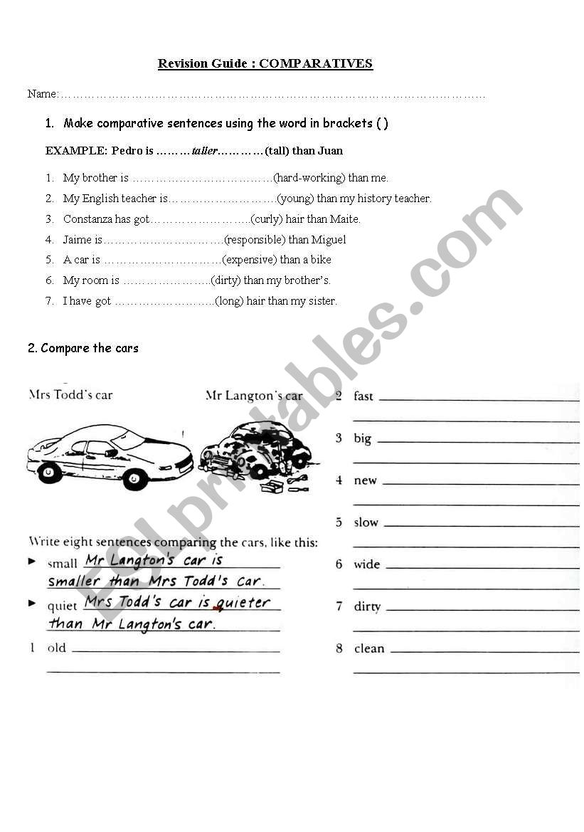 COMPARATIVE ADJECTIVES worksheet