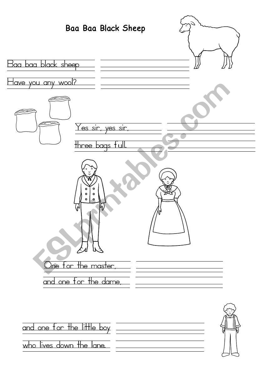 Baa baa black sheep worksheet