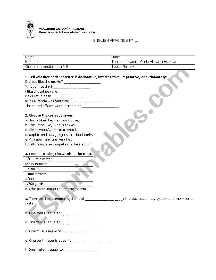 Review worksheet