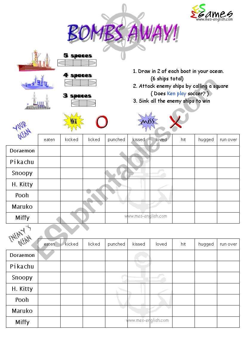 Passive Battle ships worksheet