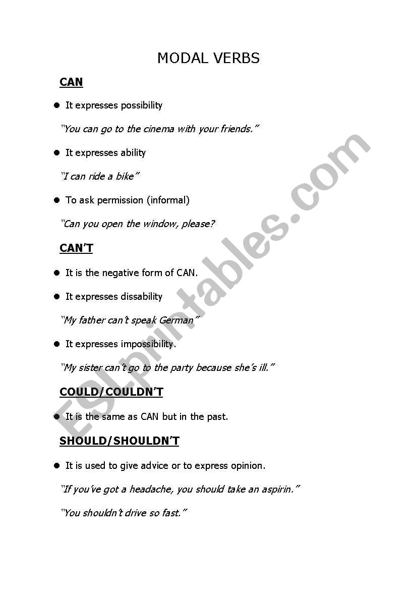 Modal verbs-guide worksheet