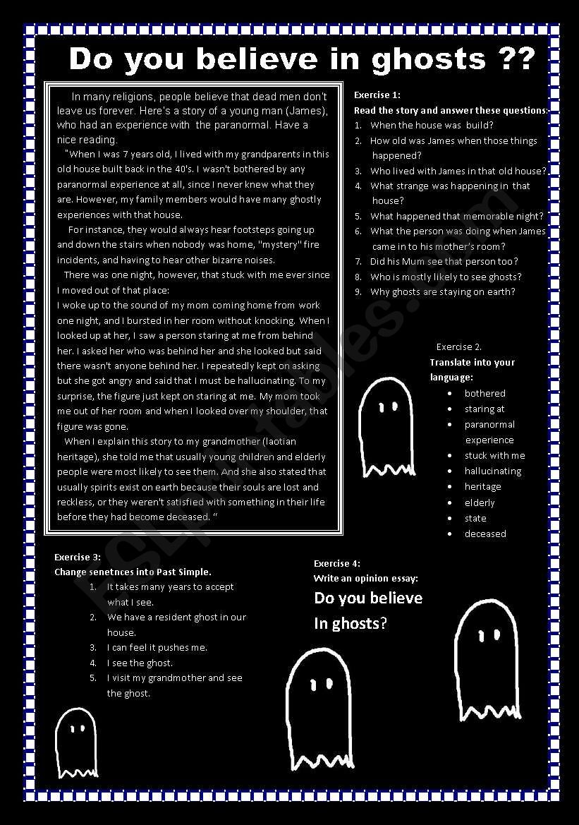 Do you believe in ghosts? worksheet