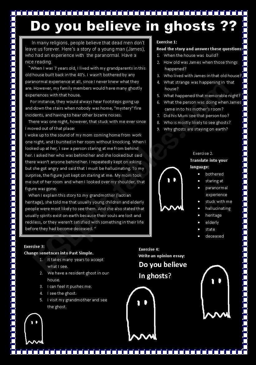 Do you believe in ghosts? worksheet