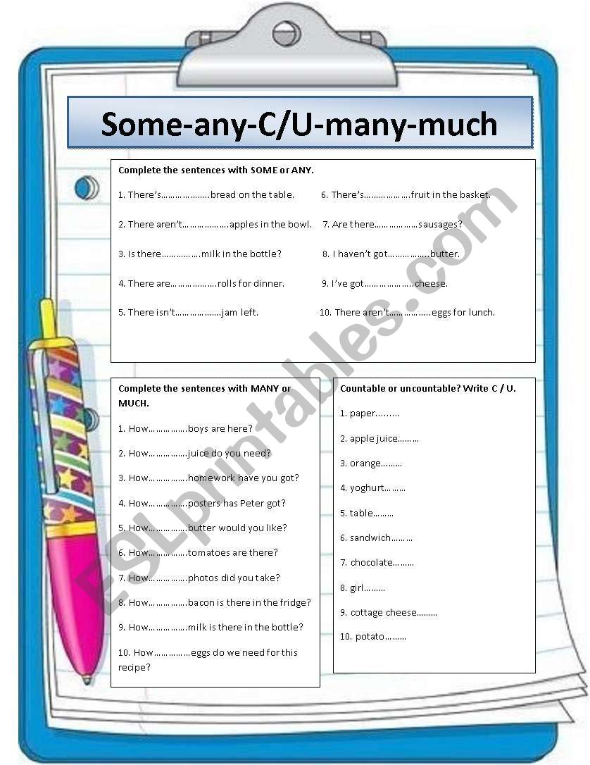 Some and Any worksheet