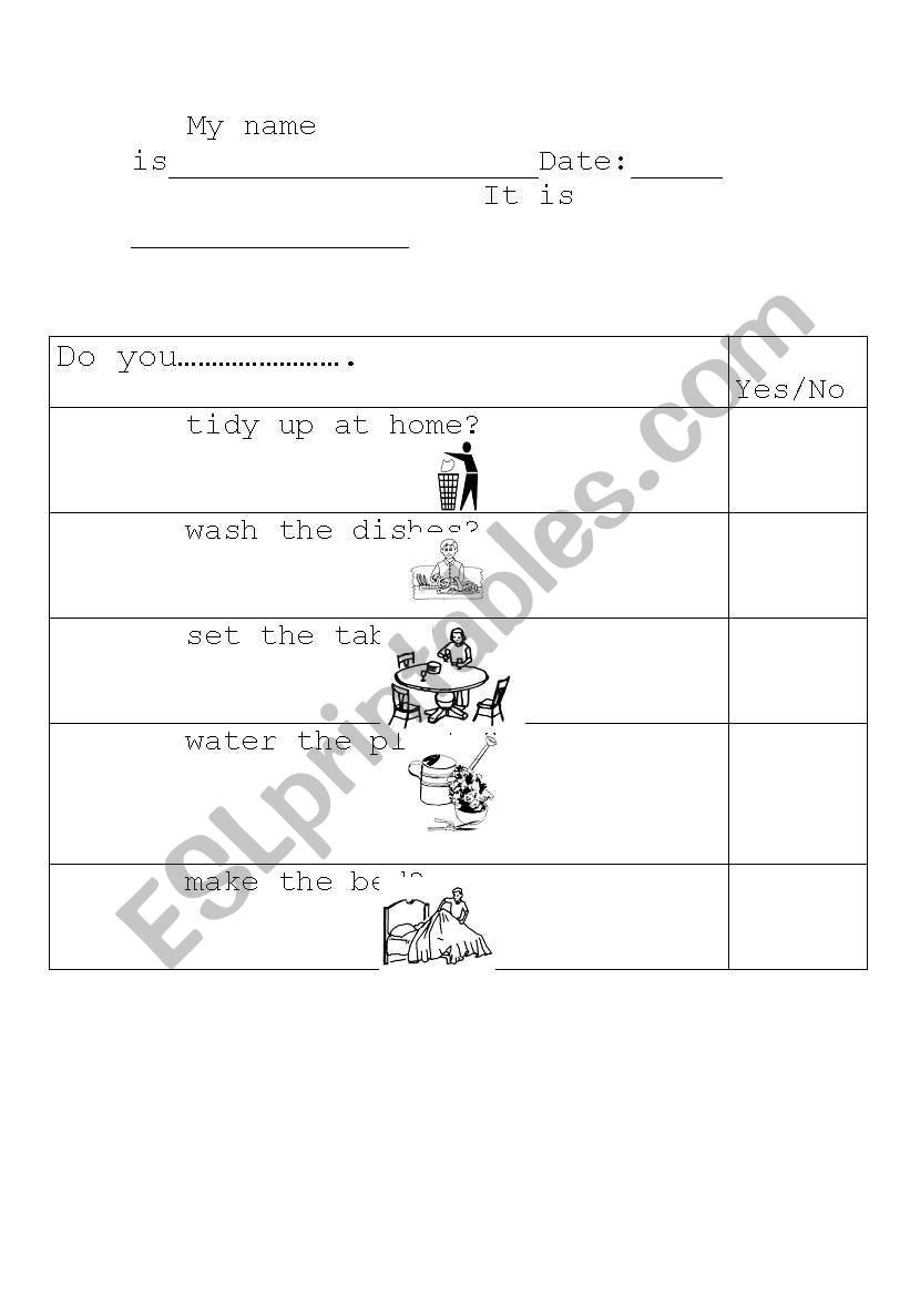 Family and house worksheet