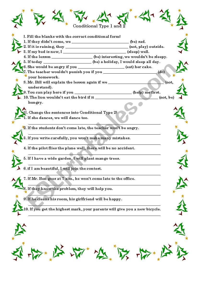 conditional type 1 and 2 worksheet