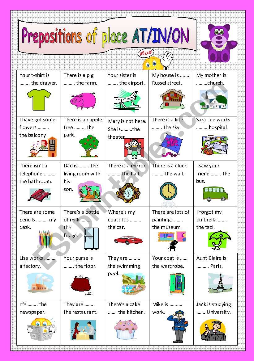 Prepositions of place AT/IN/ON