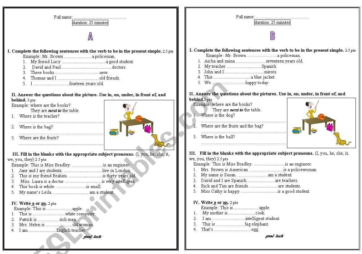 grammar quiz worksheet