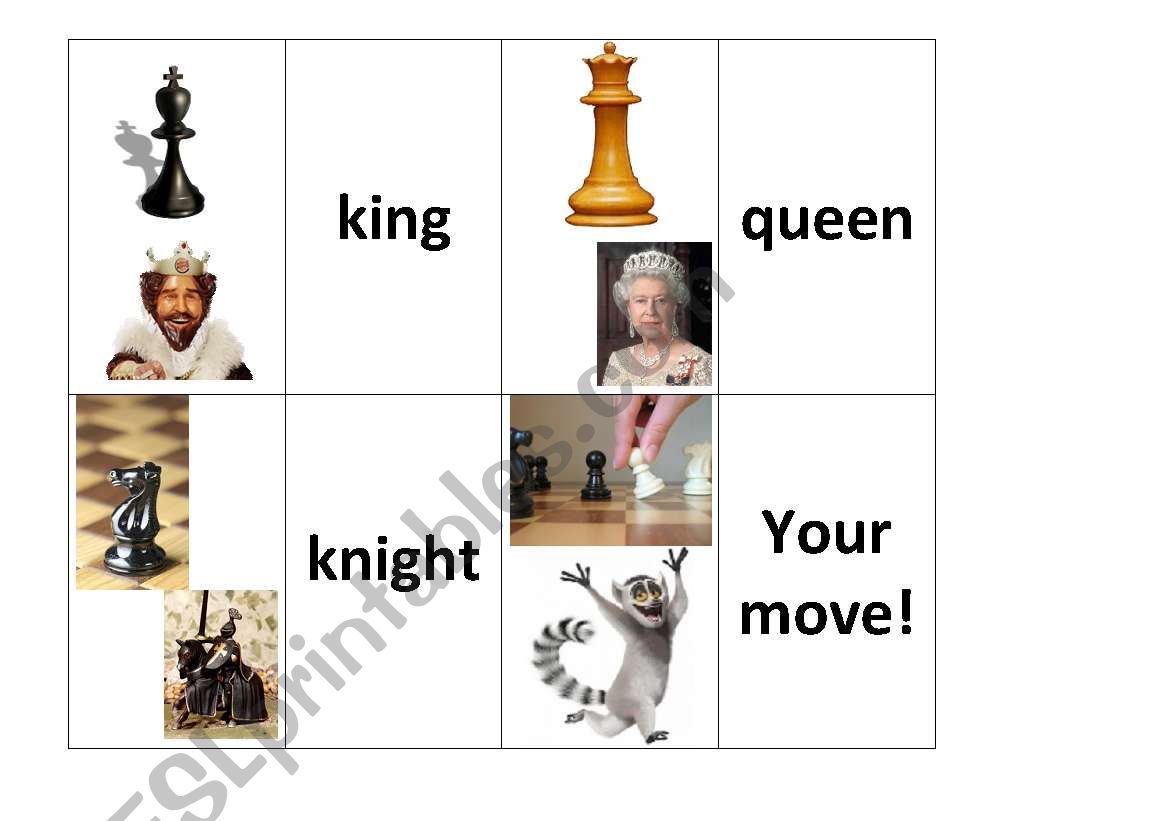 Chess Vocabulary Flash Cards worksheet