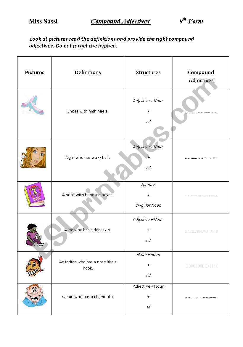 compound Adjectives worksheet